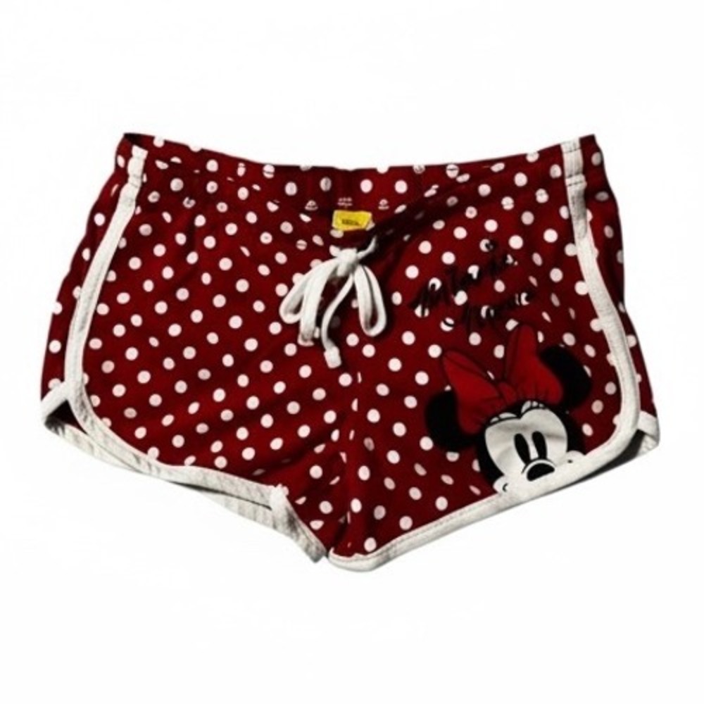 Disney Minnie Mouse Red‎ Polka Dot Shorts Size L (11/13) Drawstring Retro Style